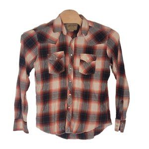 Long Sleeve Flannel Wrangler Retro Pearl Snap Western Shirt Size L/G/G